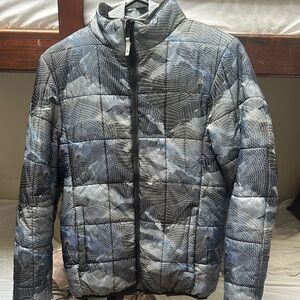 Men's Black and Gray Quilted Jacket